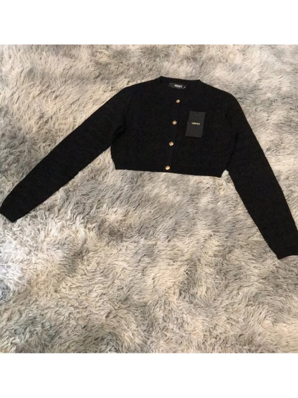 ✨ New Authentic Versace Runway Croc-Jacquard Cropped Cardigan ✨ size 44